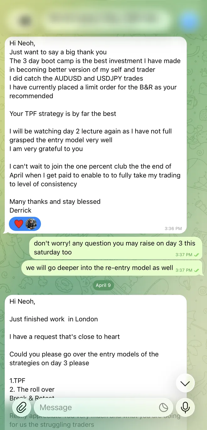 Bootcamp trader message