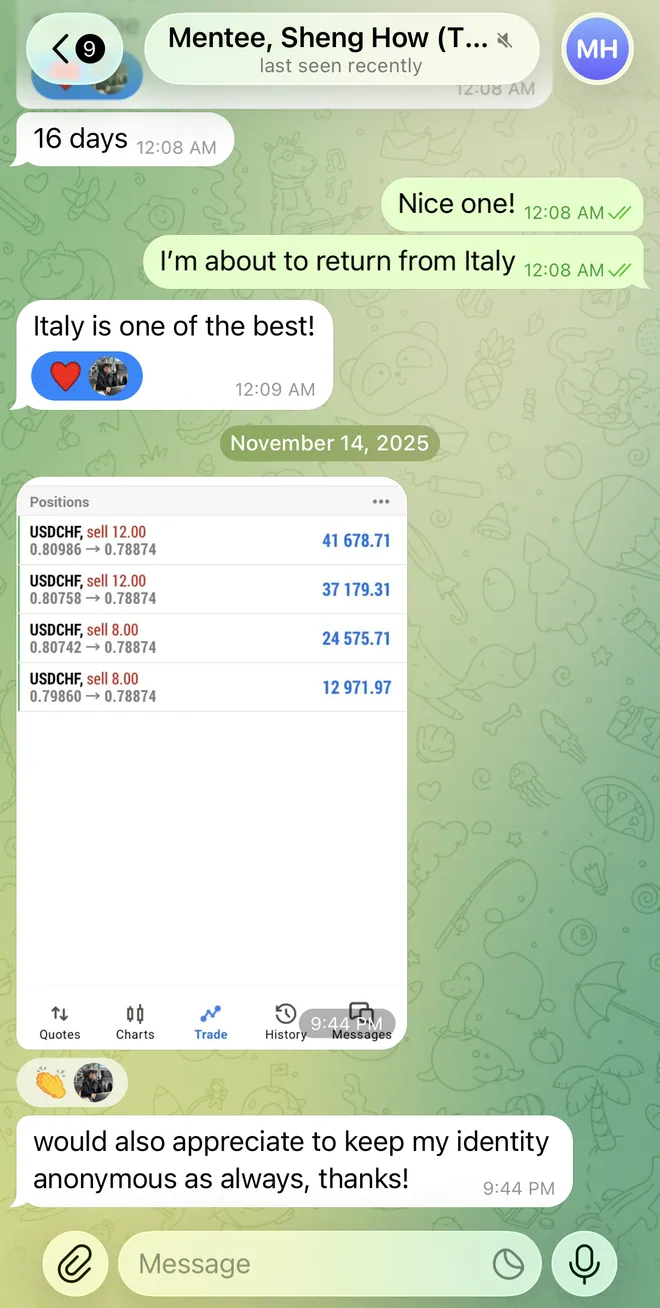 S. How trade history and messages with Neoh