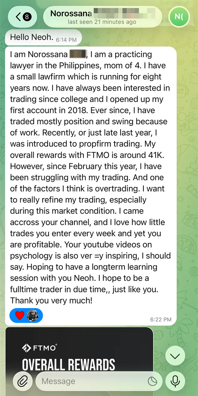 Message from a student of The One Percent Academy