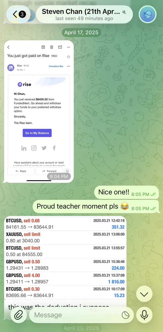 Message from a student of The One Percent Academy